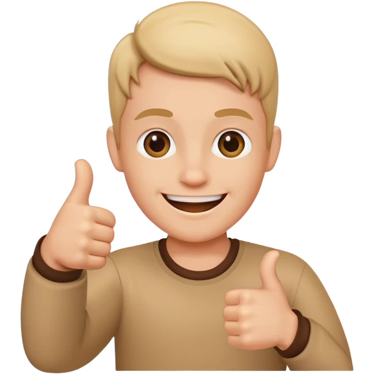 Buat gambar aw shucks yg sedang senang dan berikan jempol emoji