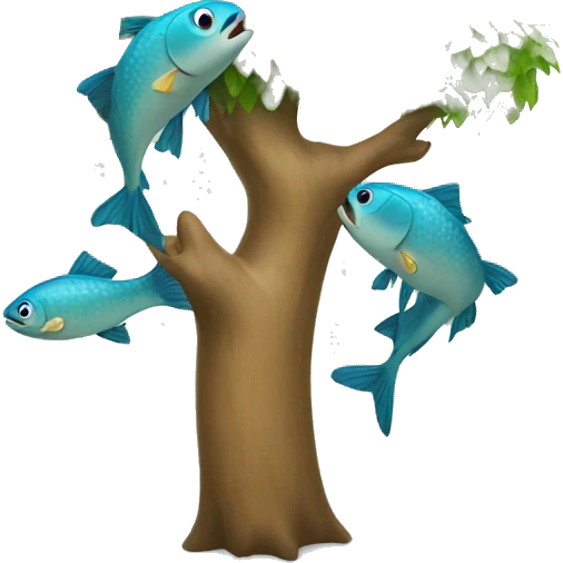 Fishes climbing a tree emoji
