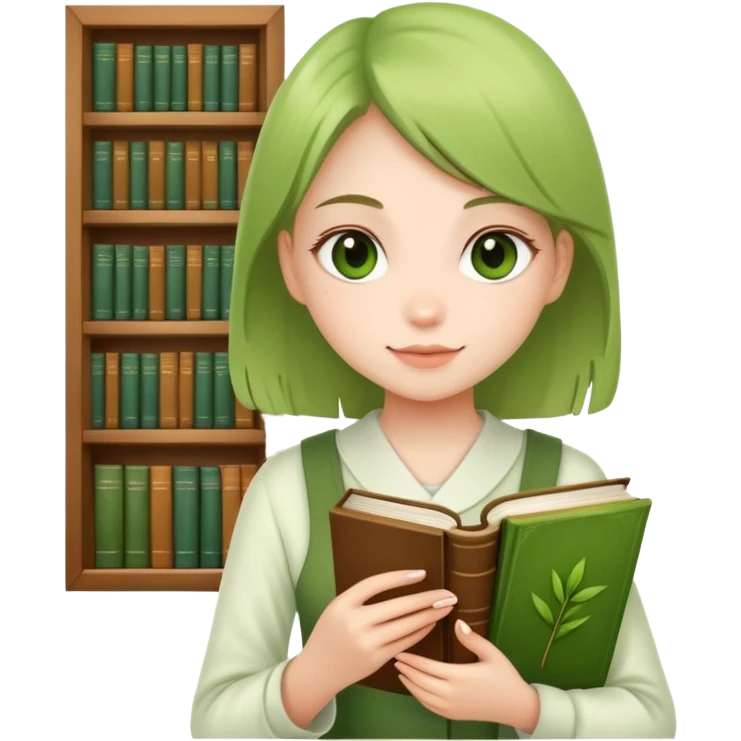 Girl with a matcha and books  emoji
