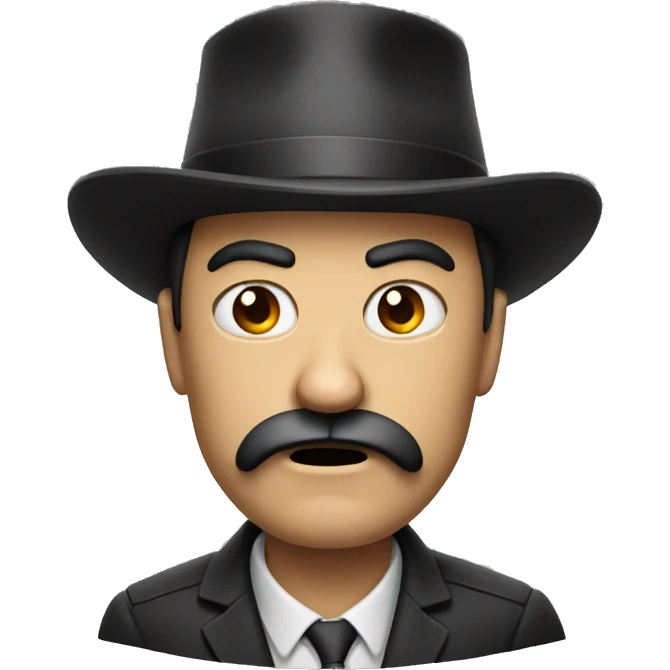 angry man with small black mustache and hat  emoji