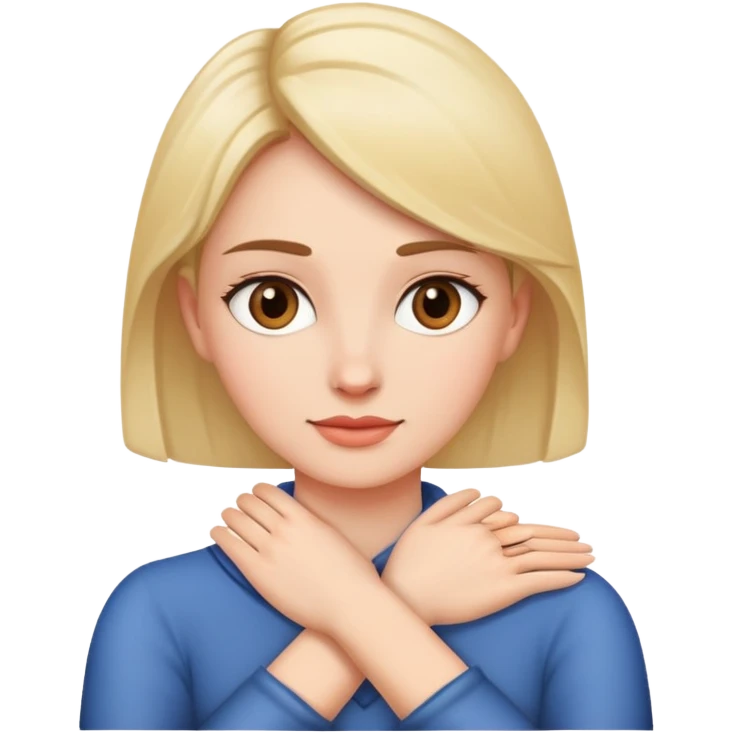 woman with hands crossed around her neck emoji