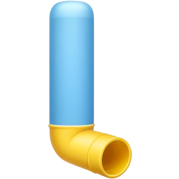 Blue foam tube with yellow ends, front view emoji