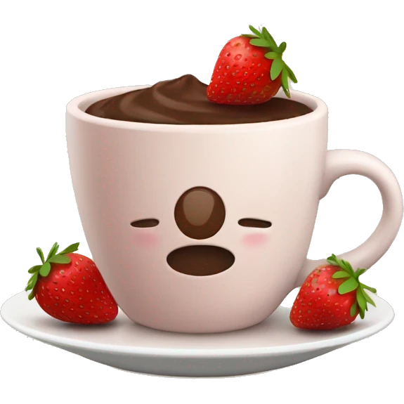 A cup with strawberries and Chocolate  emoji