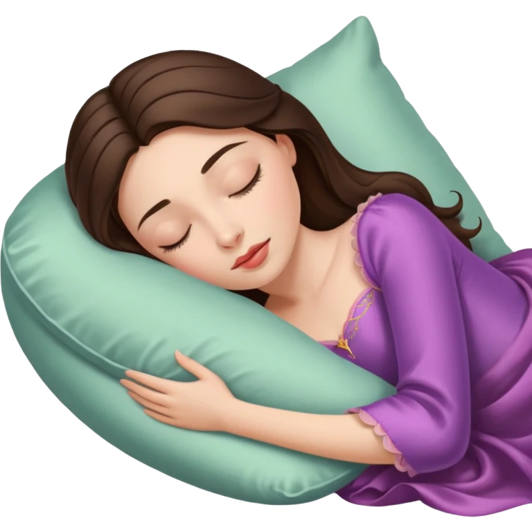 sleeping beauty brunette white girl with a silk pillow emoji