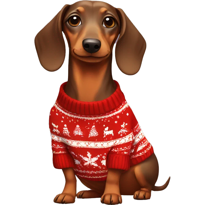 Dachshund wearing Christmas sweater emoji