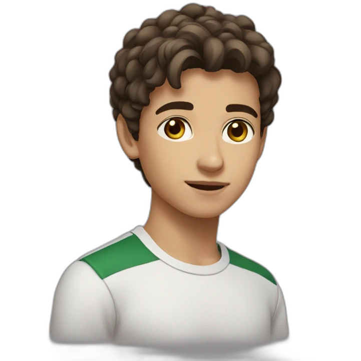 make a 14 years old algerian boy with 2 brown eyes a medium size nose with brown hair not smooth with not big cheeks emoji