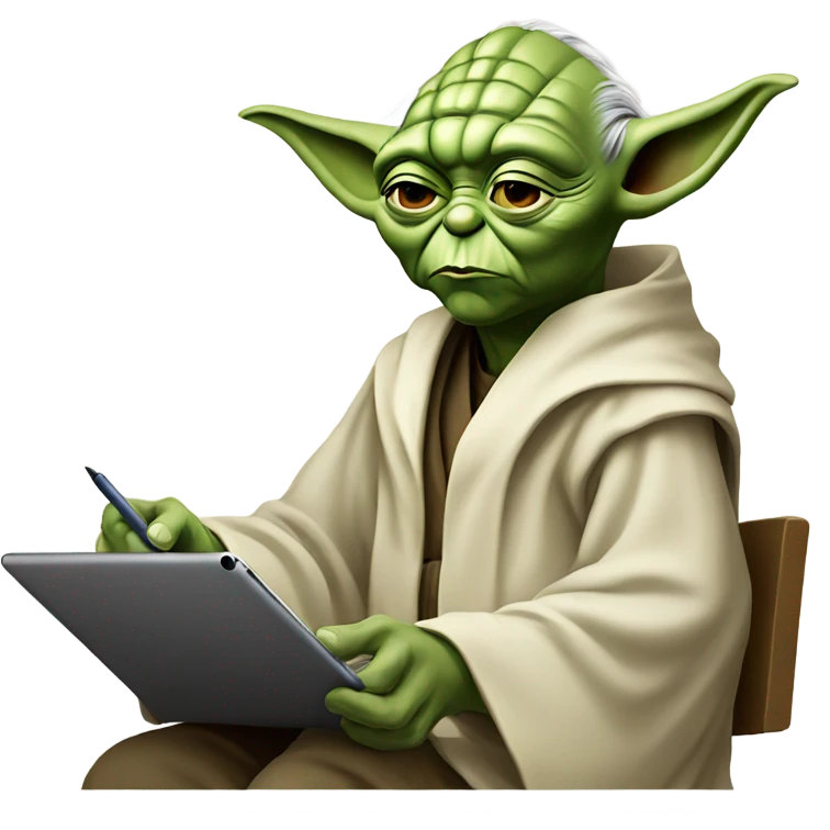 Master Yoda draws on a graphics tablet emoji
