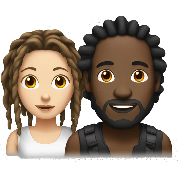 black man with dreads with white woman with dark brown hair  emoji