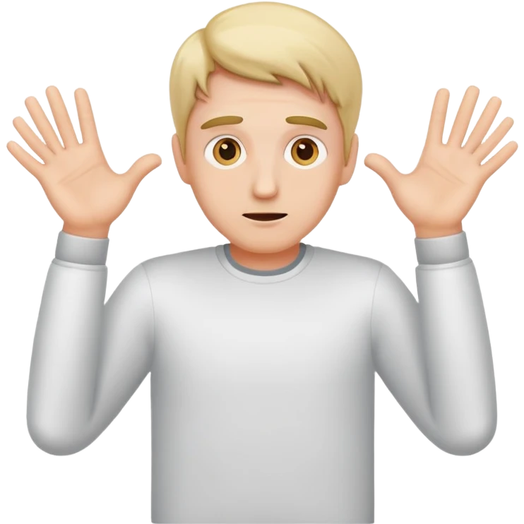 The man expresses misunderstanding and spreads his hands to the sides emoji