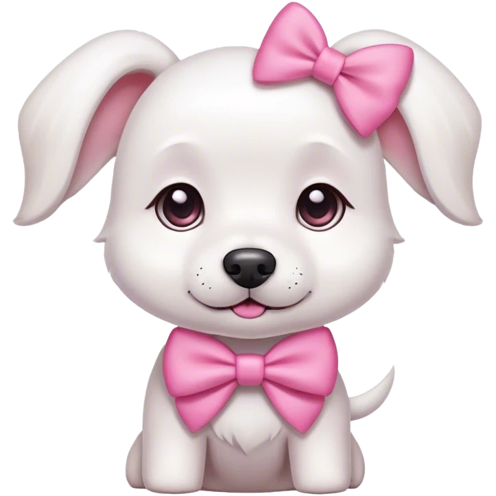A white dog with a pink bow emoji