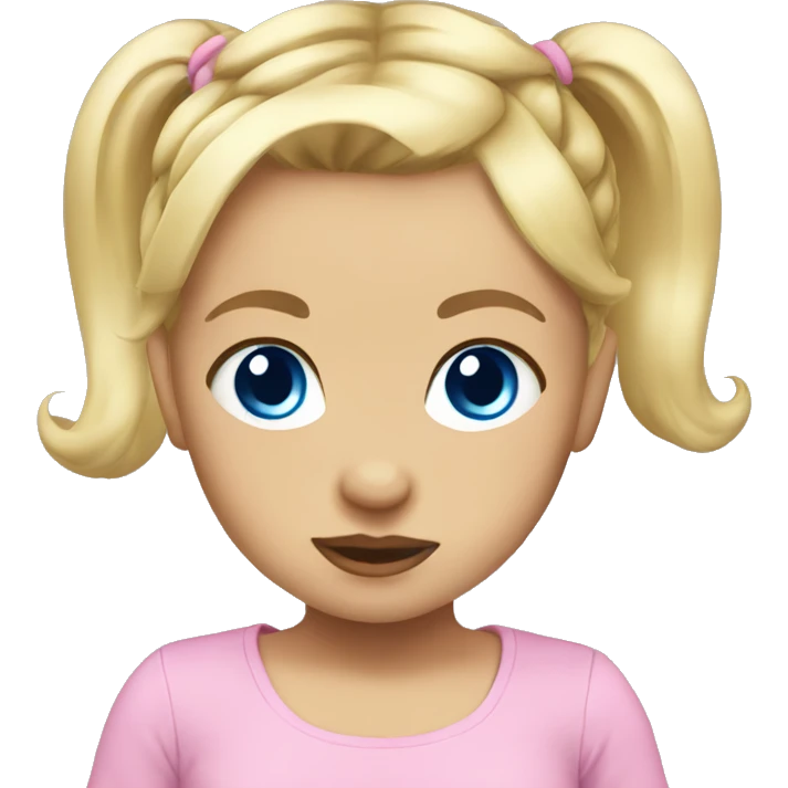BLONDE HAIR BLUE EYE BABY GIRL WITH PONYTAILS emoji