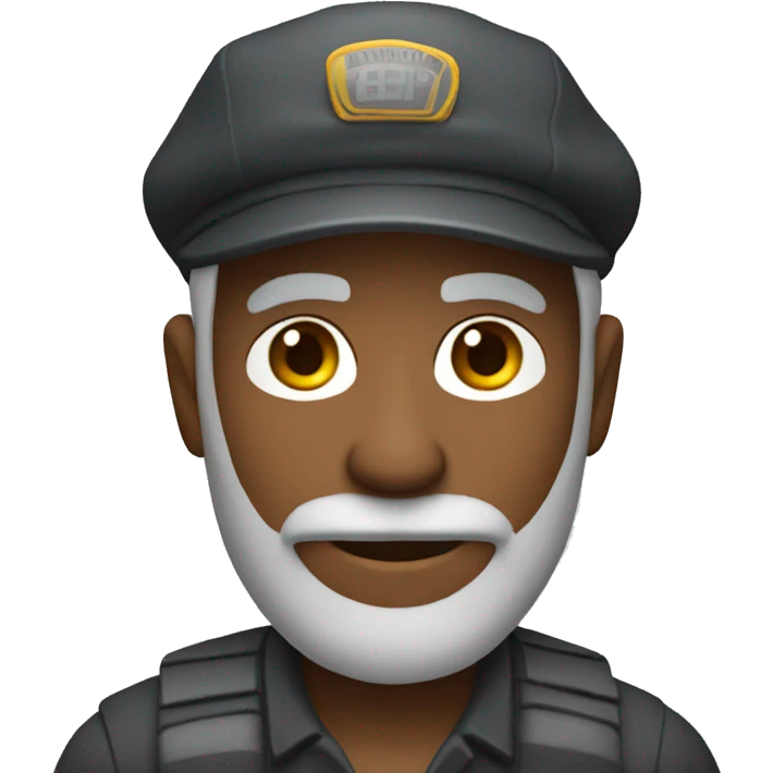 create an emoji of a dark-skinned man taxi driver, with a gray beard and no mustache and wearing a beret. emoji