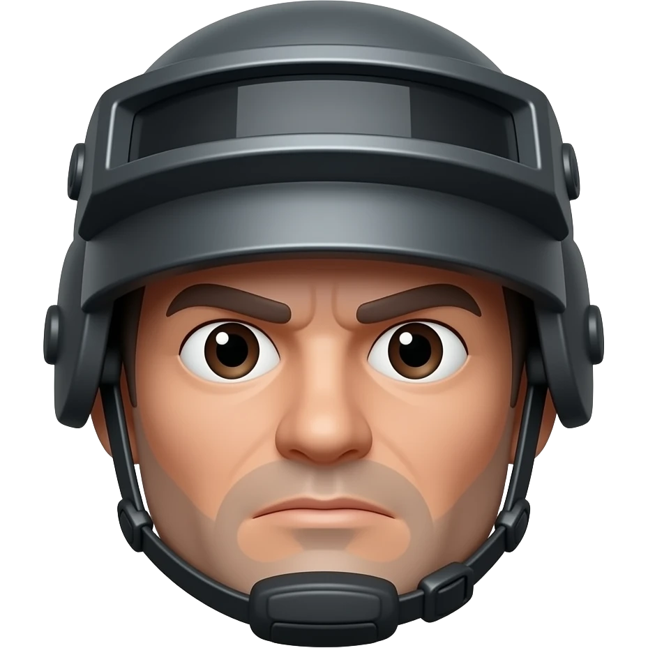 Prompt: A high-quality 3D emoji of a bald 40-year-old man with slightly tanned skin. He is wearing a recognizable level 3 PUBG Spetsnaz helmet with the visor up. Serious but charismatic expression, realistic skin texture, volumetric lighting, isolated on a white background. emoji