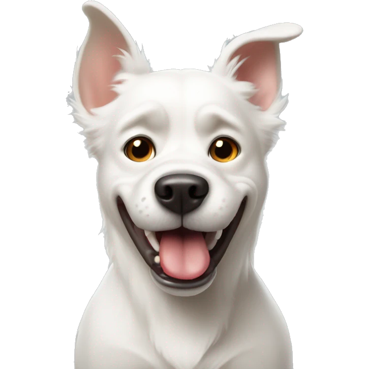 Angry white dog sticking his tongue out emoji