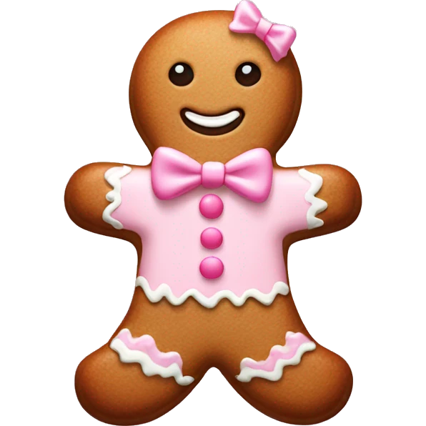 gingerbread man with light pink bow emoji