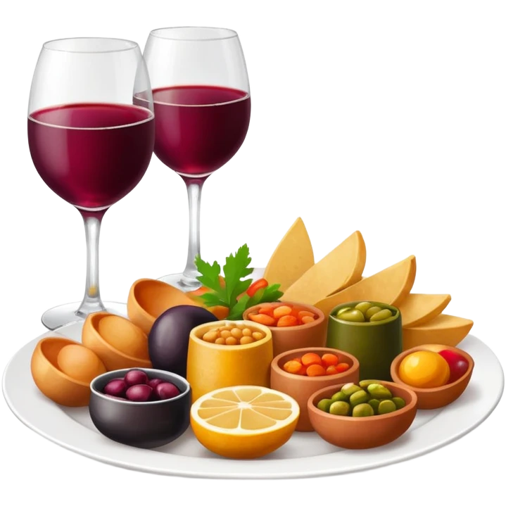 plate of Spanish tapas with a glass of tinto de verano emoji