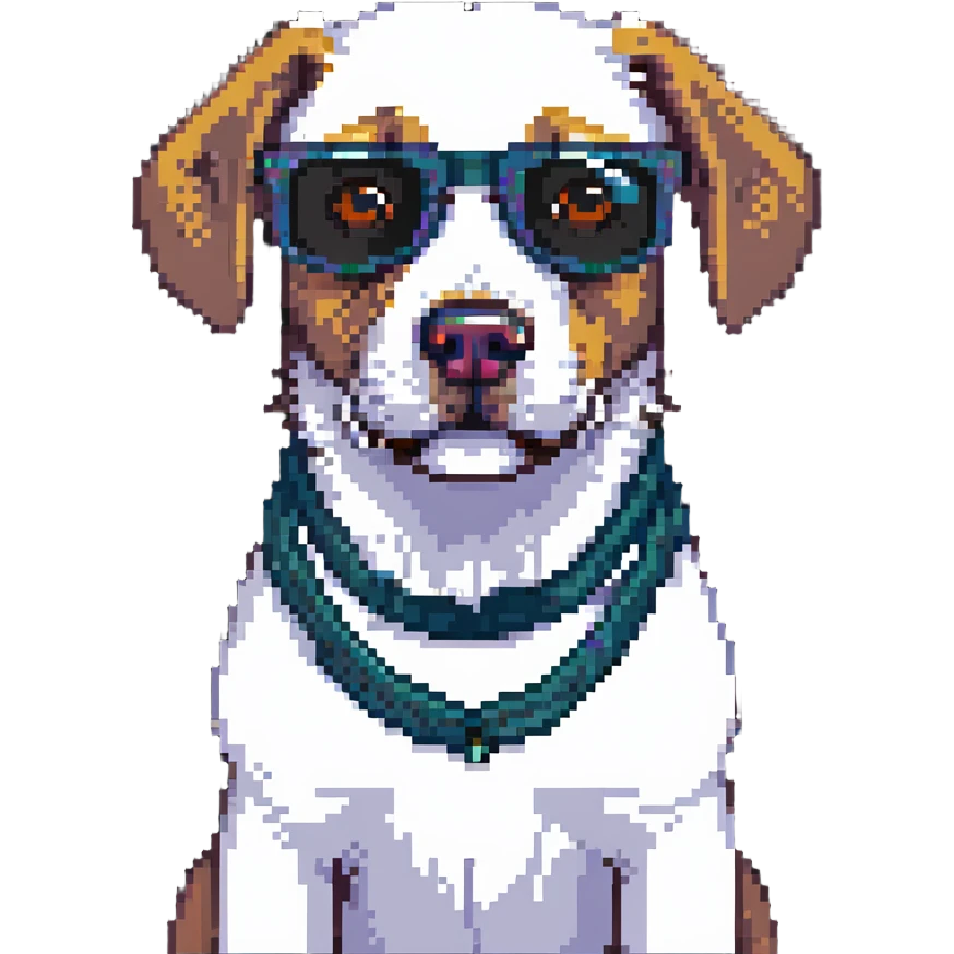 playful dog wearing sunglasses emoji