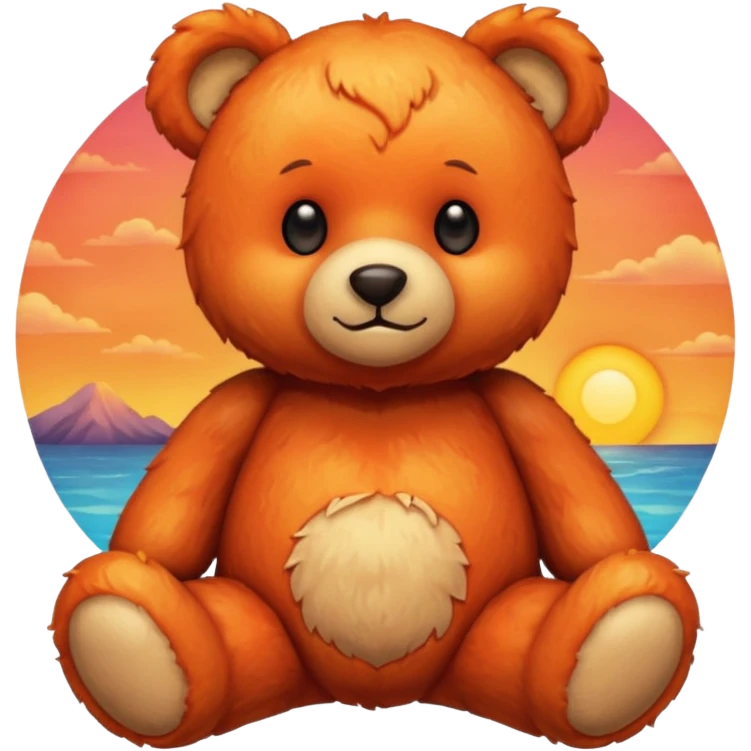 teddy bear made of a sunset emoji