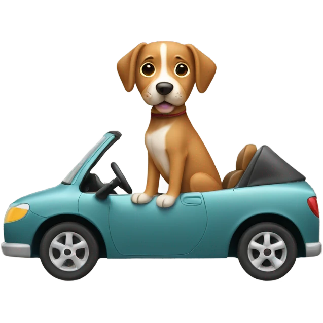 Light brown dog driving a car emoji