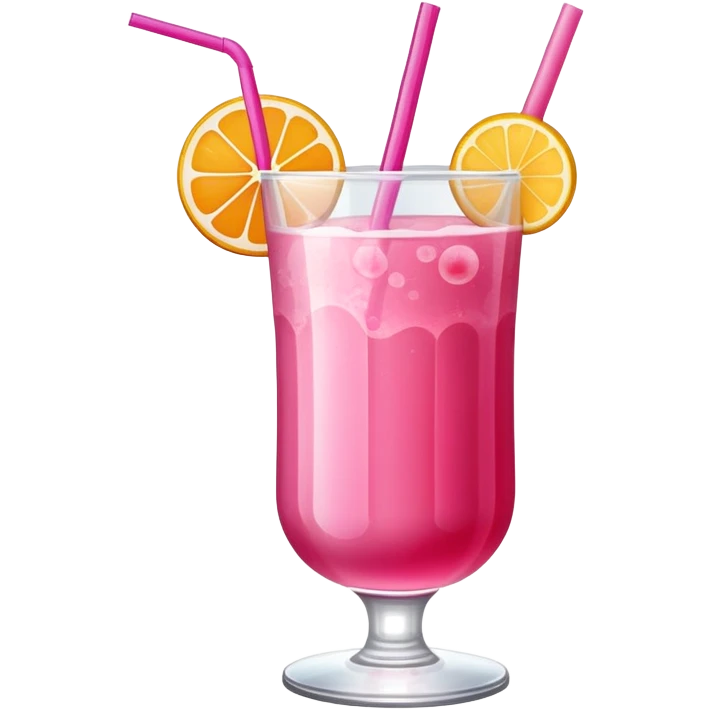 Refreshing pink fruity drink with straw in a glass emoji