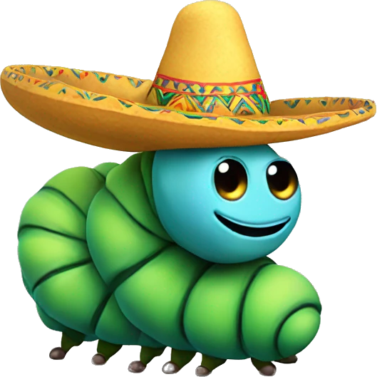 a caterpillar wearing a sombrero  emoji