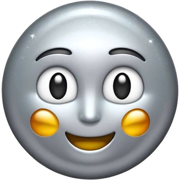 Silver chrome sparkle emoji, iOS emoji style, minimal shape, glossy metallic shine, clean background, smooth lighting emoji