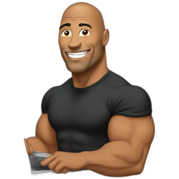 The rock using a laptop emoji