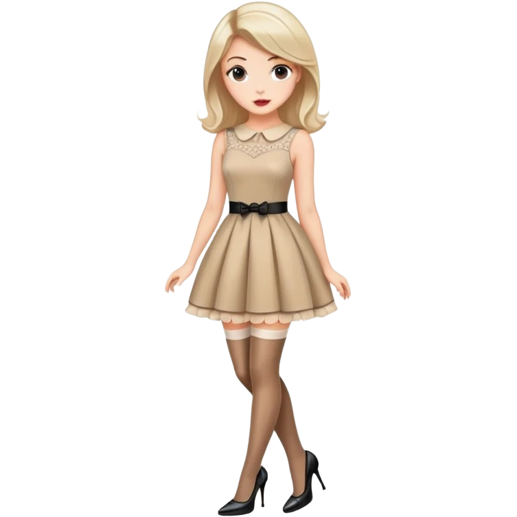 Girl in a cute stylish dress wearing stockings and high heels emoji