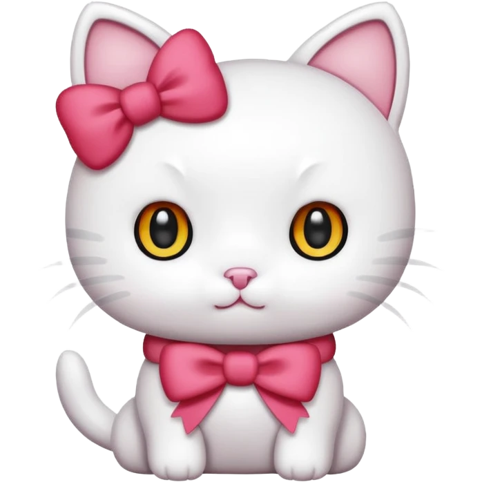 Hello Kitty, classic cute style, white cat with a red bow, simple background emoji
