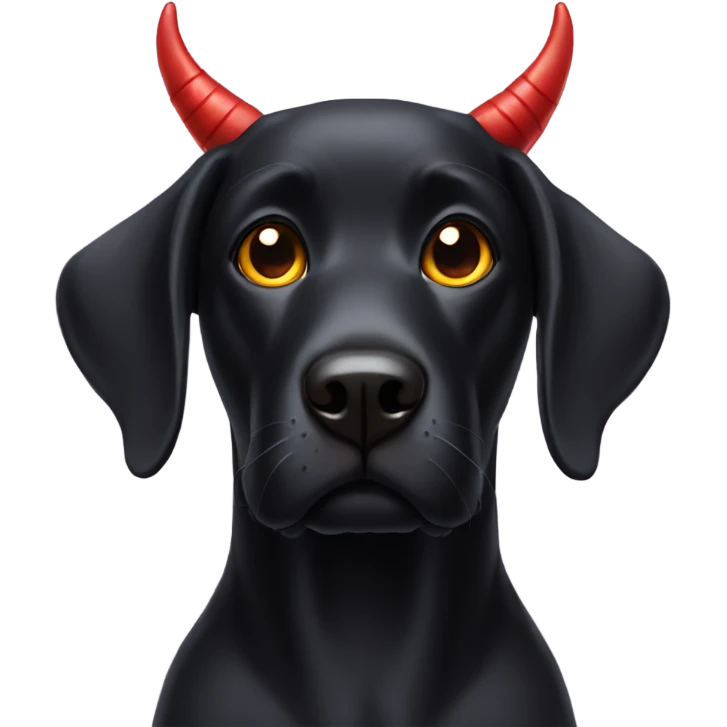 Black Labrador with devil horns emoji