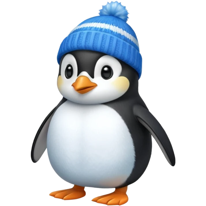 Penguin with blue beanie and blue shoes emoji