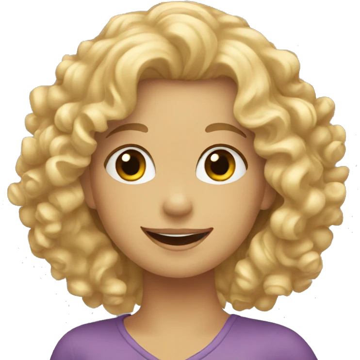 curly blonde girl waving emoji