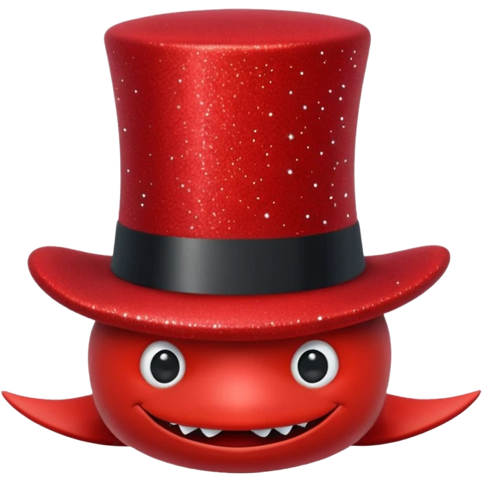 red glitter top hat red shark emoji