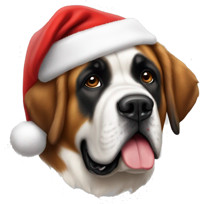 Saint Bernard wearing a Santa hat ￼ emoji