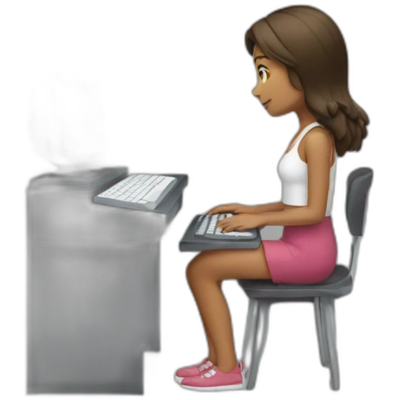 girl typing on computer emoji