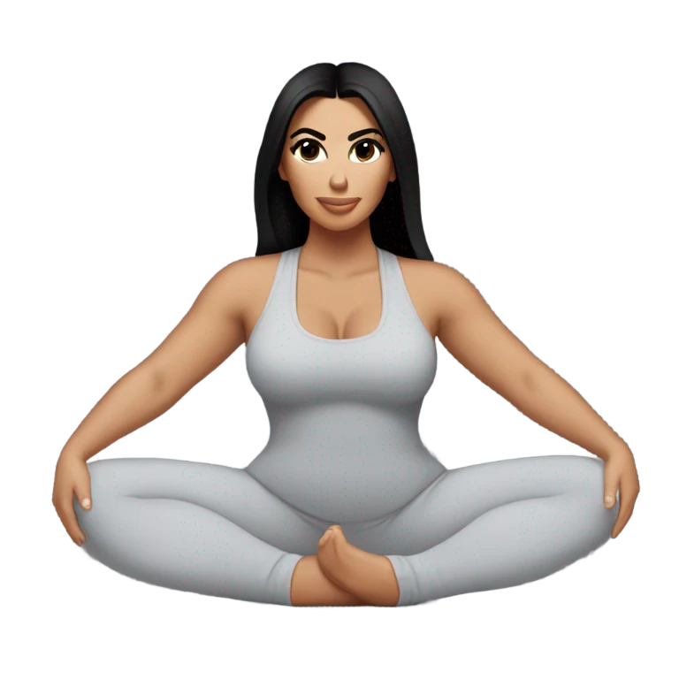 Kim K squatting  in yoga pants emoji