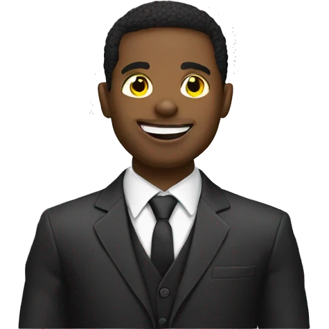 Snapchat black man in suit blinking one eye emoji