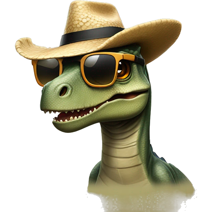 Dinosaurio con gafas y sombrero de pirata emoji