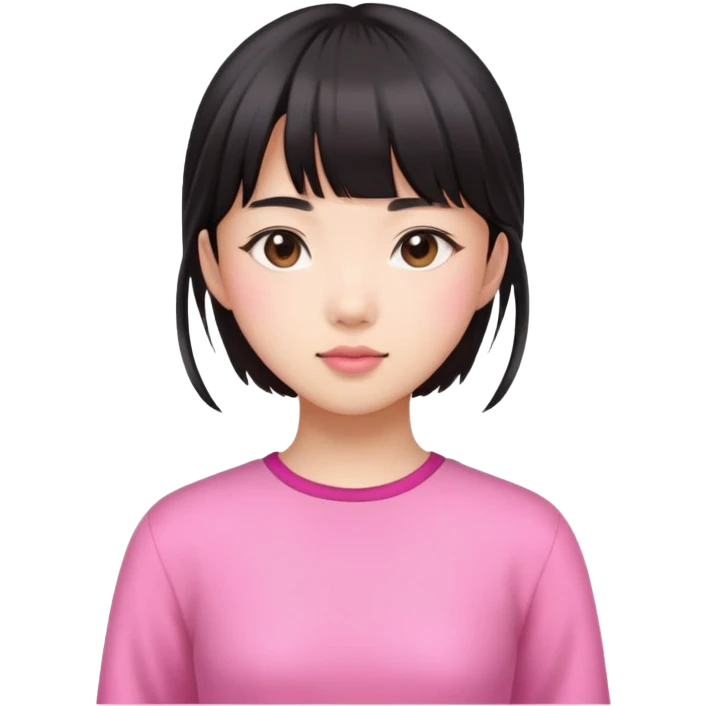 Asian girl with side bangs and pink outfit emoji