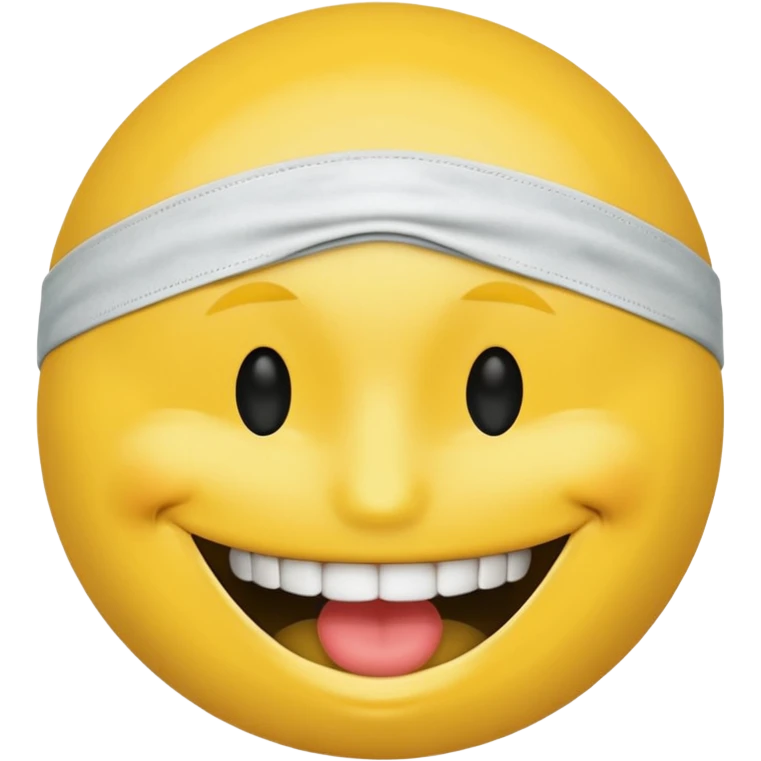 A smiley face wearing a gag and blindfolded emoji