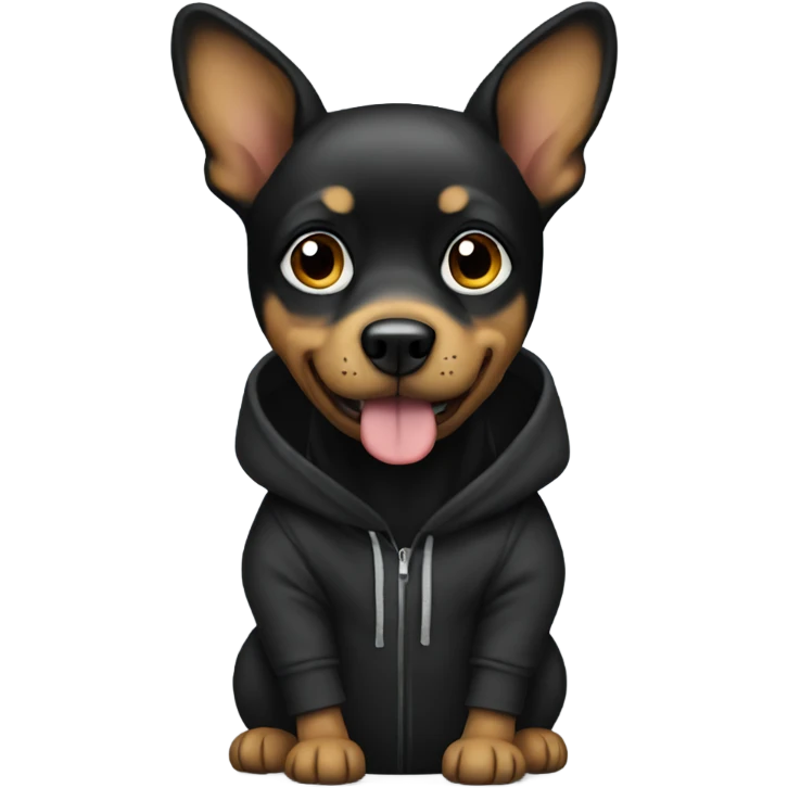 Dog wearing a black hoodie  emoji
