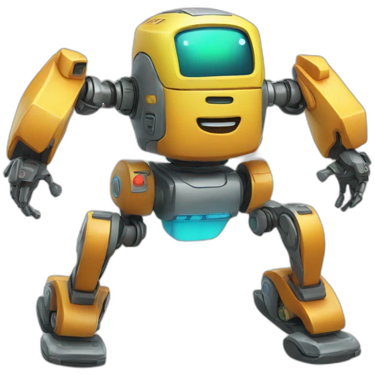 a cheerful multi-colored jumping robot emoji