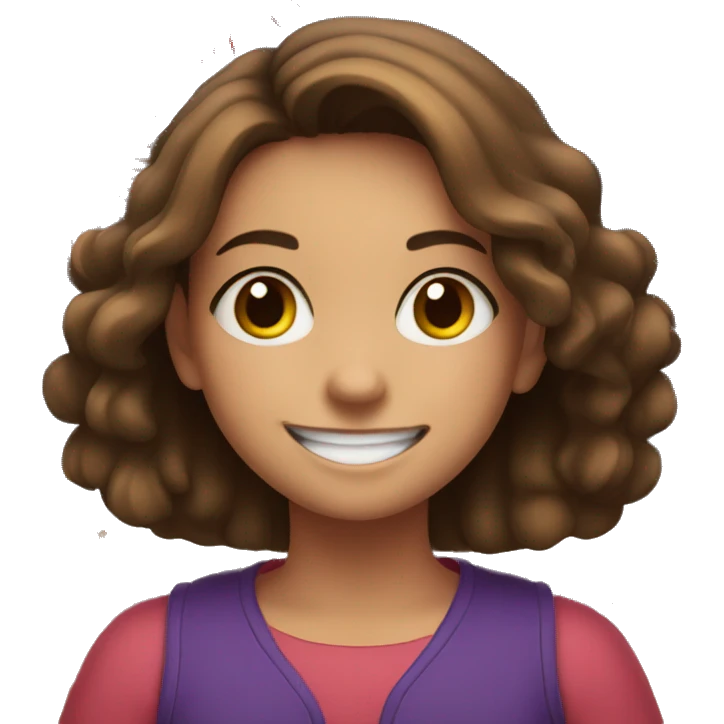 smiling girl with brown hair with fireworks in the background  emoji
