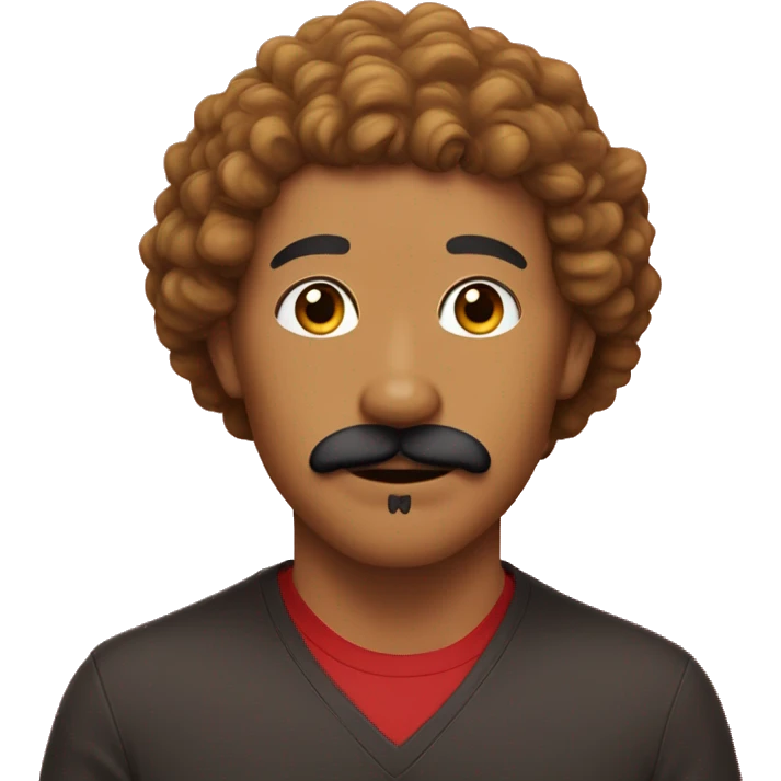 Lightskin man with mustache with a red goldendoodle emoji
