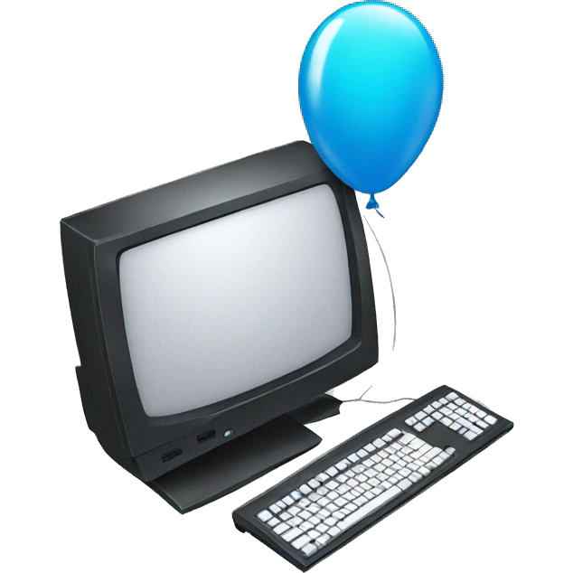  Computer birthday with baloon emoji