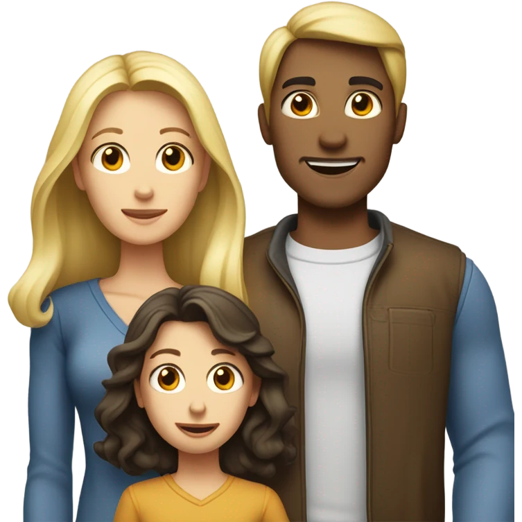 A family of four with a skinny brunette man, a blonde long haired woman, a 6 year old slim boy and a 2 year old chunky brunette boy emoji