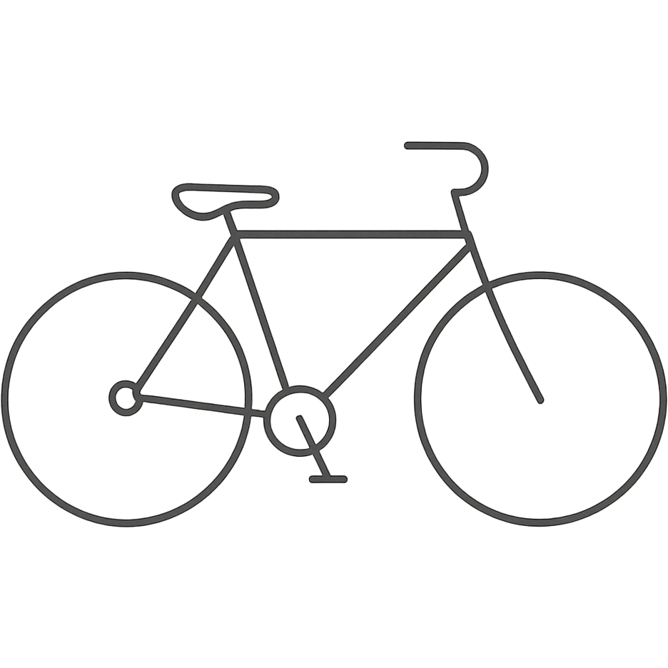 A simple bicycle with thin lines and minimal details, modern minimalist transportation illustration emoji