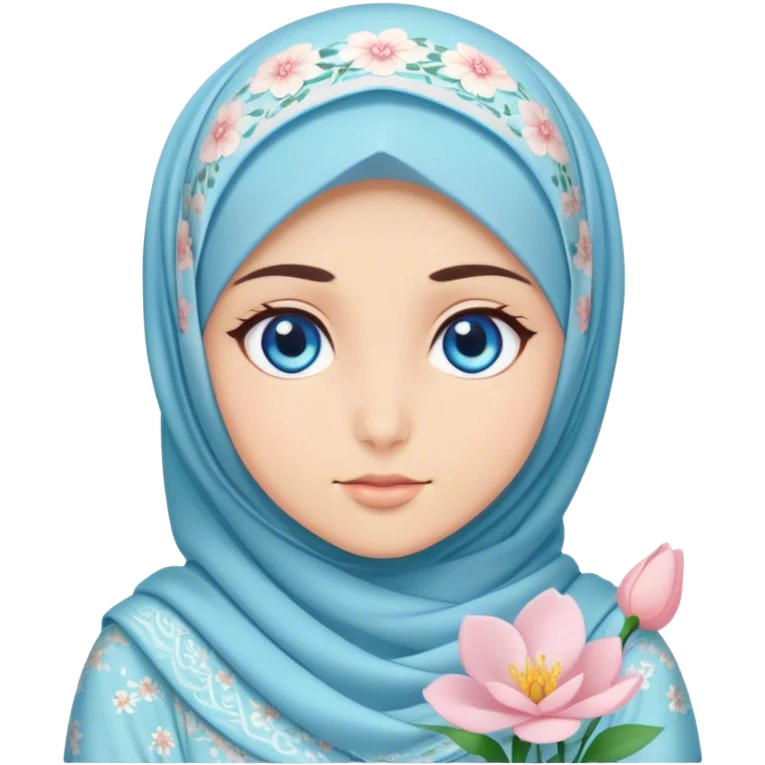 Turkish beautiful finish Konya girl blue eyes with hijab and blooming dress emoji
