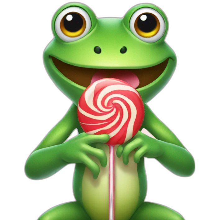 Frog holding a lollipop  emoji