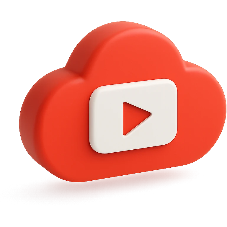 A cloud with a YouTube play button symbol inside it, representing views on YouTube emoji